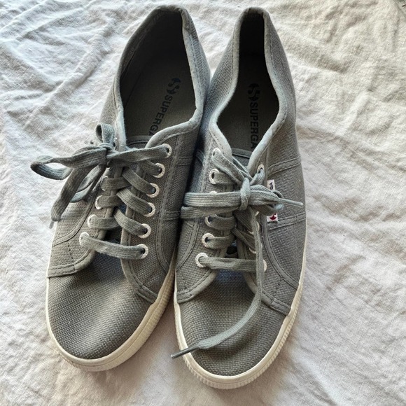 Unisex Superga Sage Gray Platform Sneakers Size 41 - Picture 13 of 15